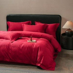 Light Luxury Wedding Bed Sets 500TC Cotton Jacquard Quilt Cover Red Bed Sheets Satin Home Bedding Set