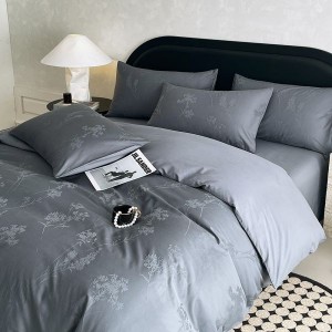 Gray Blue 60S Jacquard Duvet Cover Pillowcases Bed Sheet 4 Piece Home Bedding Set