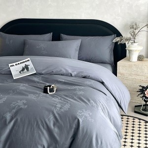 Gray Blue 60S Jacquard Duvet Cover Pillowcases Bed Sheet 4 Piece Home Bedding Set