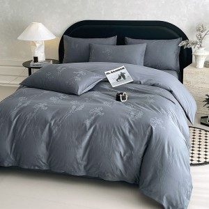 Gray Blue 60S Jacquard Duvet Cover Pillowcases Bed Sheet 4 Piece Home Bedding Set