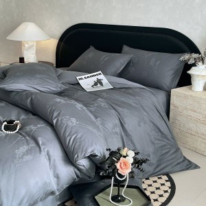 Gray Blue 60S Jacquard Duvet Cover Pillowcases Bed Sheet 4 Piece Home Bedding Set
