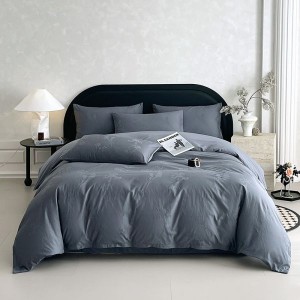 Gray Blue 60S Jacquard Duvet Cover Pillowcases Bed Sheet 4 Piece Home Bedding Set