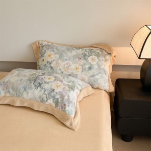 Milk Velvet Floral Digital Printed Quilt Cover 4PCS Bed Sheets Bedding Set