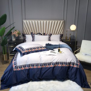 100 thread count Egyptian cotton heavyweight embroidered duvet cover white flat sheet 4pcs bedding set