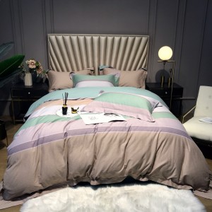 High Grade 300TC Cotton Stain Home textile Quit Cover Flat Bed Sheet Digital Printing Bedding Set