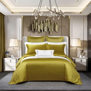Wholesale 100% cotton high-end pillowcases yellow comforter set soft bed linen fitted sheets jacquard 2m/2.2m bedding set for adults