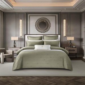 Wholesale 100% cotton high-end pillowcases yellow comforter set soft bed linen fitted sheets jacquard 2m/2.2m bedding set for adults