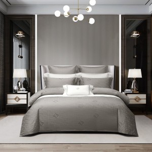 Wholesale 100% cotton high-end pillowcases yellow comforter set soft bed linen fitted sheets jacquard 2m/2.2m bedding set for adults
