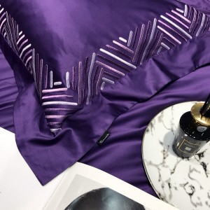 Purple 500TC Egyptian Cotton Home Textile Luxury 100% Cotton Bed Sheets Embroidery Quilt Cover Bedding Set