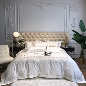 Luxury 100S Egyptian Cotton Embroidery Duvet Cover Bed Sheets White Long Staple Cotton Bedding Set