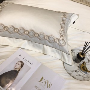 Luxury 100S Egyptian Cotton Embroidery Duvet Cover Bed Sheets White Long Staple Cotton Bedding Set