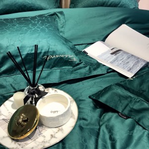 High End Custom Green 100S Egyptian Long Staple Cotton Embroidery Bedding Set