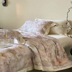 2025 new arrival lyocell summer quilt high end pink floral digital printing duvet quilts soft bed sheets bedding set