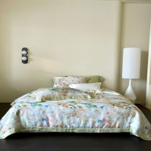Light Luxury Green Floral Digital printing Quilts Bed Linen Queen King Lyocell Summer Quilt Bed Sheets Bedding Set