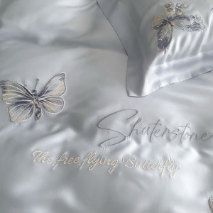60s lyocell embroidery quilt cover bed sheets pillowcases light purple bedding set