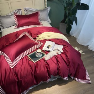 600TC Egyptian Cotton Bed Sheets Red Duvet Cover Long Staple Cotton Bedding Set