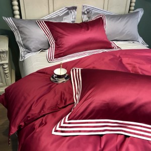 600TC Egyptian Cotton Bed Sheets Red Duvet Cover Long Staple Cotton Bedding Set