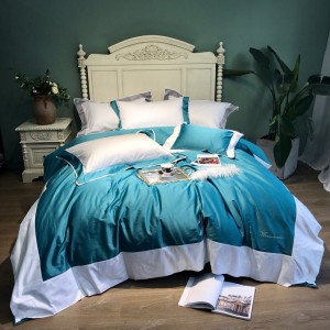 120S Egyptian Long Staple Cotton High Grade Embroidery Quilt Cover Green Bed Sheet Bedding Set