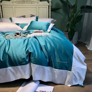 120S Egyptian Long Staple Cotton High Grade Embroidery Quilt Cover Green Bed Sheet Bedding Set
