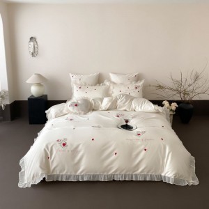 500tc Australian cotton embroidery duvet cover lace edge quilt cover white bed sheets light luxury bedding set