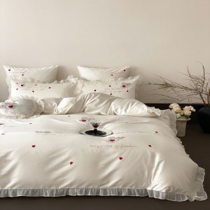 500tc Australian cotton embroidery duvet cover lace edge quilt cover white bed sheets light luxury bedding set