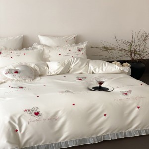 500tc Australian cotton embroidery duvet cover lace edge quilt cover white bed sheets light luxury bedding set