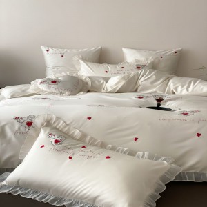 500tc Australian cotton embroidery duvet cover lace edge quilt cover white bed sheets light luxury bedding set