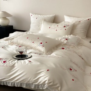 500tc Australian cotton embroidery duvet cover lace edge quilt cover white bed sheets light luxury bedding set