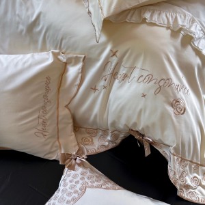 Hot-selling Australia cotton 4-pieces textile leaves embroidery 2m/2.2m bedsheet flat sheets 1.8m white quilt cover premium bedding set manufacture