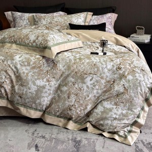 High-quality satin cotton colored bed sheets exquisite single size  printing quilt cover home textile bedding set manufacture