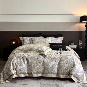 High-quality satin cotton colored bed sheets exquisite single size  printing quilt cover home textile bedding set manufacture