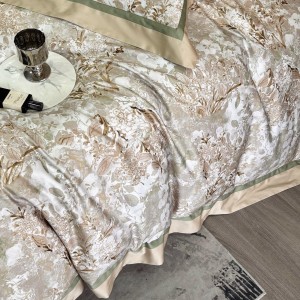 High-quality satin cotton colored bed sheets exquisite single size  printing quilt cover home textile bedding set manufacture