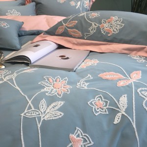 80S Egyptian Long Staple Bedding Set With Embroidery Printing Duvet Cover Brushed Bed Sheets Bedding Set