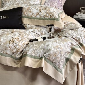 High-quality satin cotton colored bed sheets exquisite single size  printing quilt cover home textile bedding set manufacture