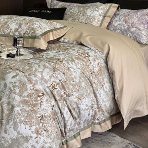 High-quality satin cotton colored bed sheets exquisite single size  printing quilt cover home textile bedding set manufacture