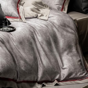 High-quality grey satin lyocell cotton colored bed sheets exquisite single size jacquard quilt cover home textile bedding set manufacture