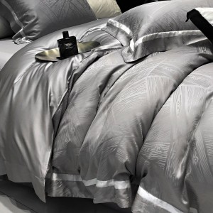 Hot selling grey sateen lyocell cotton 4-pieces textile jacquard coverlets home textiles bedsheets simple style bed linen bedding set wholesaler