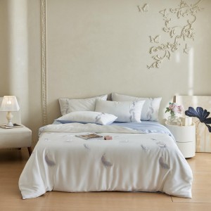 Premium lyocell home textile queen size comforter duvet cover blue bed linen embroidery bedding set manufacture