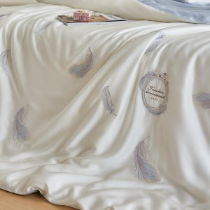 Premium lyocell home textile queen size comforter duvet cover blue bed linen embroidery bedding set manufacture