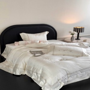 2025 lyocell cotton floral embroidery quilt cover pillowcases white bed sheets sabanas super soft bedding set