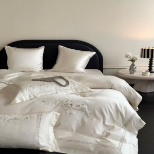 2025 lyocell cotton floral embroidery quilt cover pillowcases white bed sheets sabanas super soft bedding set