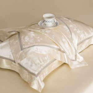 Hot selling lyocell cotton 4-pieces textile ODM/OEM coverlets jacquard bedsheets simple style beige bed linen bedding set wholesaler