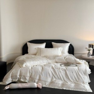 2025 lyocell cotton floral embroidery quilt cover pillowcases white bed sheets sabanas super soft bedding set