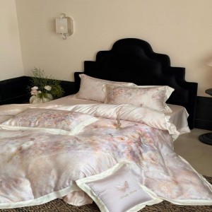 Austria Lyocell Floral Digital Printing 4-piece Set Pink Bed Sheet Quilt Cover Pillowcase New Product Bedding Set