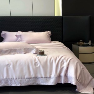 Purple lyocell hollow quilt cover bed sheets queen king custom bedding set