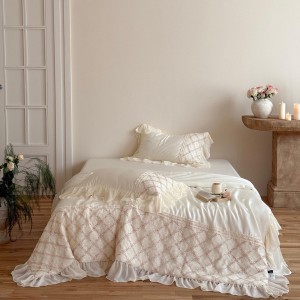 Summer cool 4-pieces beige lyocell pillow shams quilt cover customizable double size pink coverlets home textile summer quilt  supplier