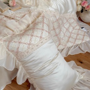Summer cool 4-pieces beige lyocell pillow shams quilt cover customizable double size pink coverlets home textile summer quilt  supplier