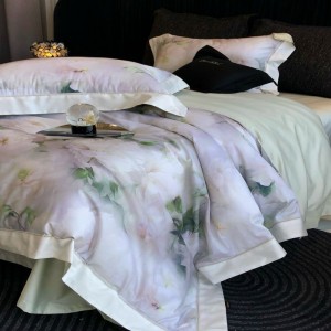 100s Australian cotton green digital printing quilt cover bed sheets bedding set
