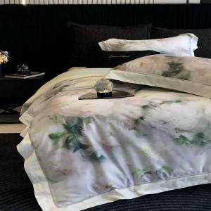 100s Australian cotton green digital printing quilt cover bed sheets bedding set