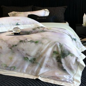 100s Australian cotton green digital printing quilt cover bed sheets bedding set